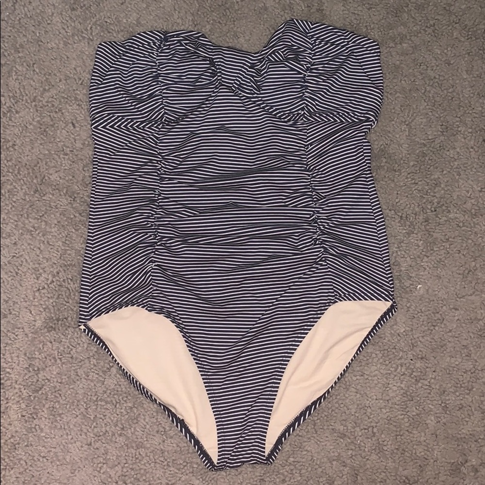 Blue and white striped one piece